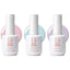 Three bottles of 14 Day Mani gel polish with pastel-colored bubbles on a white background